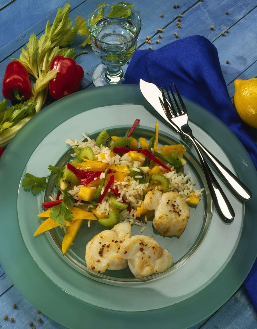 recipe image Exotischer Reissalat mit Seeteufel