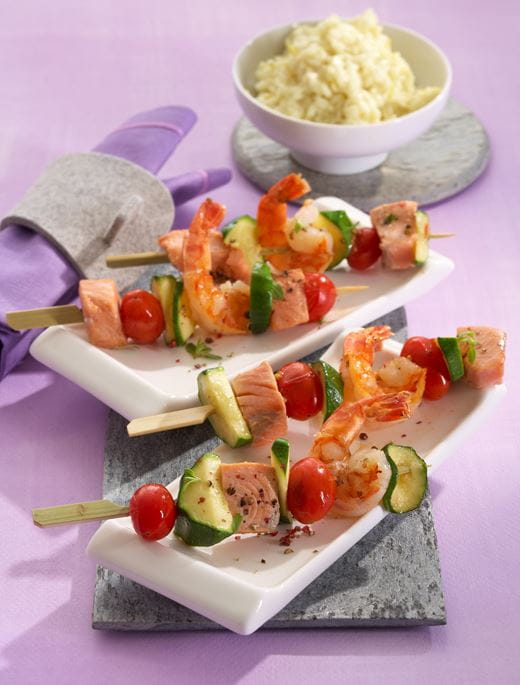 recipe image Lachs-Garnelenspieß