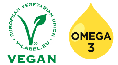 omega3 and vegan symbols