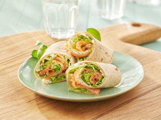 recipe image Rouleaux de wrap au saumon