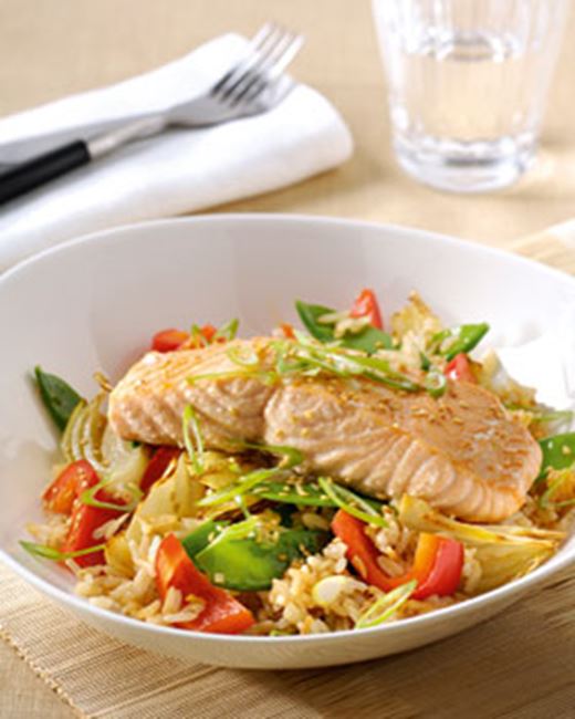 recipe image Oosterse wok met zalm