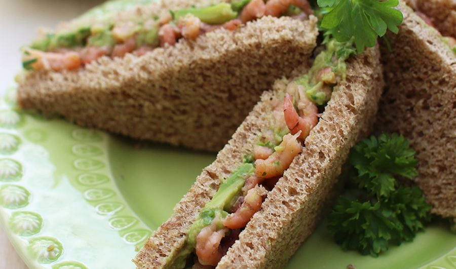 recipe image Broodje met avocado en grijze garnalen
