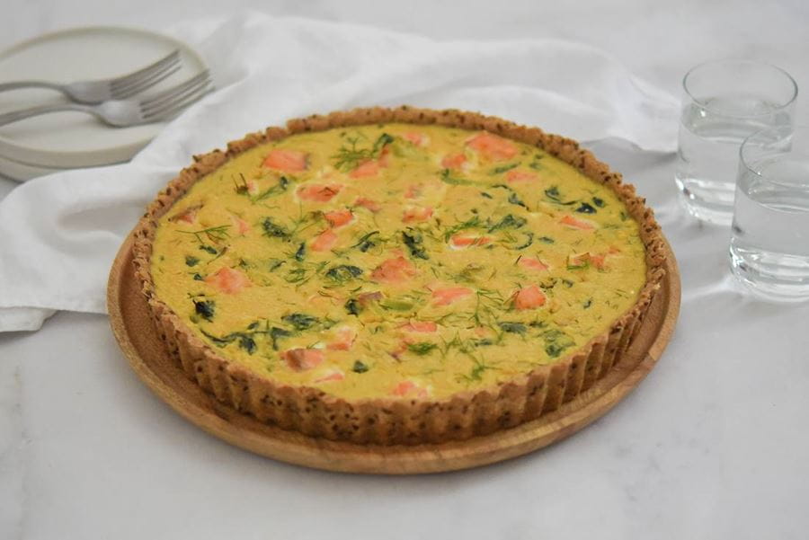 recipe image Quiche met zalm en spinazie