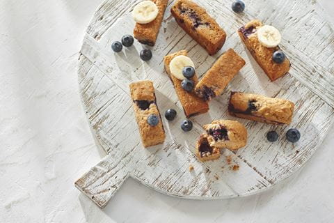 recipe image Banaan en bosbessen cake