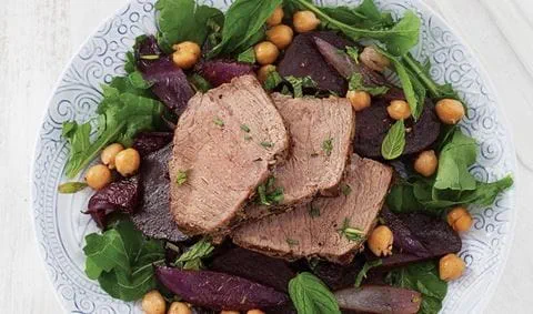 recipe image Nohutlu Pancar Sote Üzerinde Izgara Bonfile Dilimleri