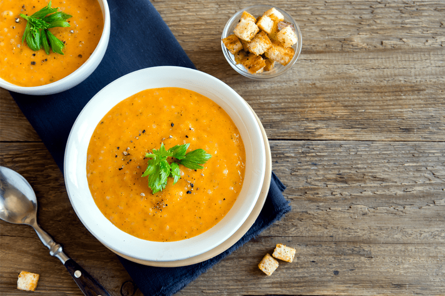 recipe image Baharatlı Havuçlu, Krutonlu Çorba