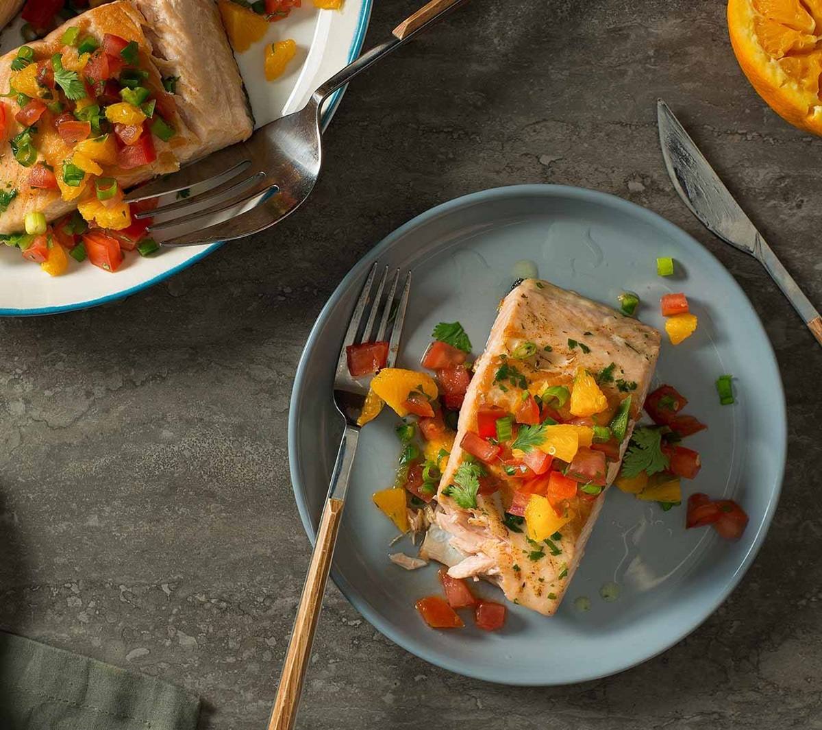 recipe image Turunçlu ve Domatesli Izgara Somon